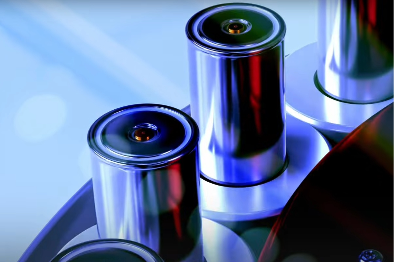 close up of cylindrical lithium-ion batteries 