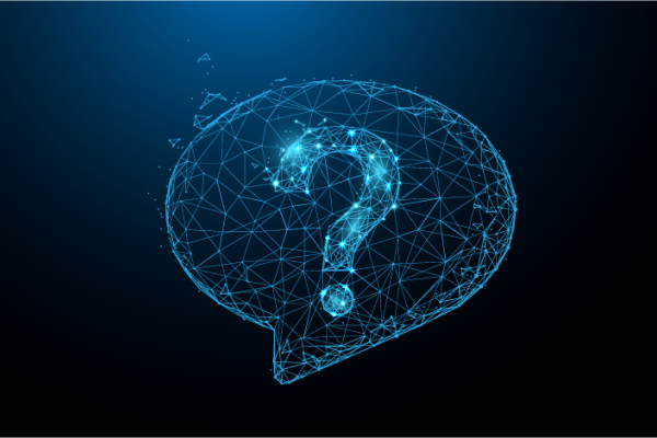 Question mark icon form lines, triangles and particle style design.